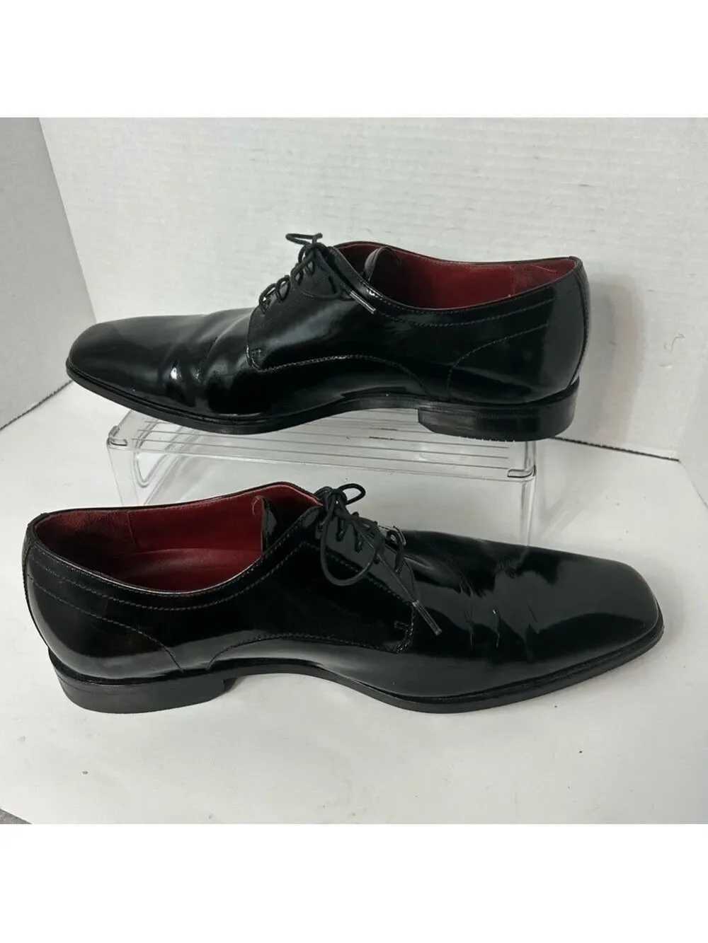 Hugo Boss Men’s Dress Shoes 9.5 Patent Leather Black Lace Up Tuxedo Black Tie